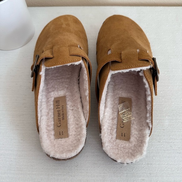 New Garnet Hill Willow Clog Tan Suede Wool Cozy Clogs Women’s 11 - Picture 8 of 13